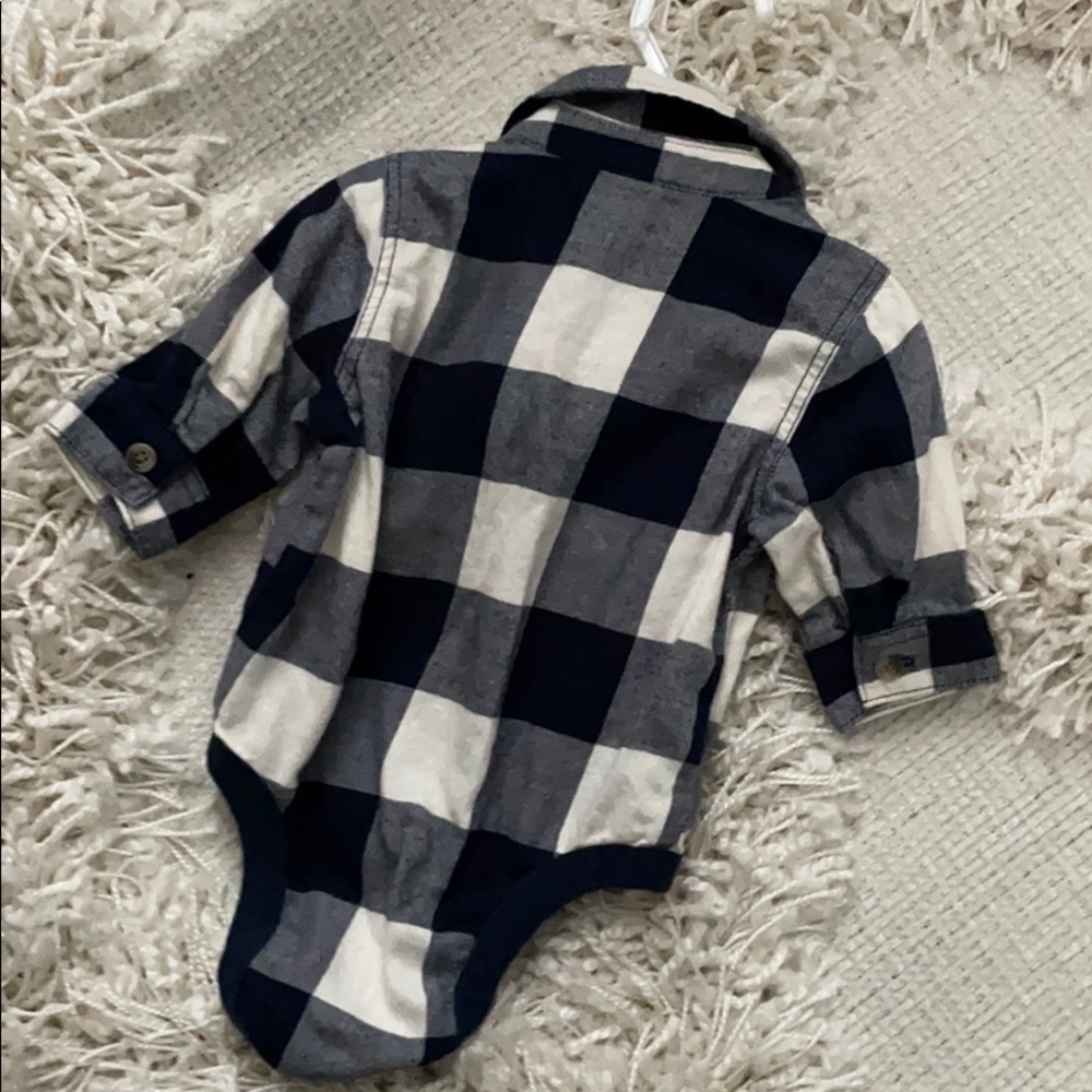 Navy Buffalo plaid onesie - Picture 3 of 3